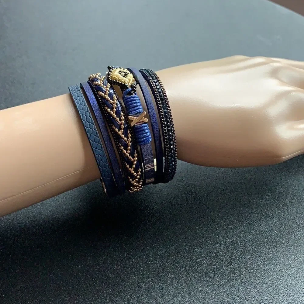 Bohemian style layered beaded magnetic bracelet